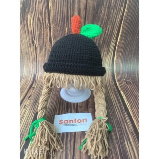 Nón len có 2 bím tóc cho bé ( ảnh thật Santori Shop)
