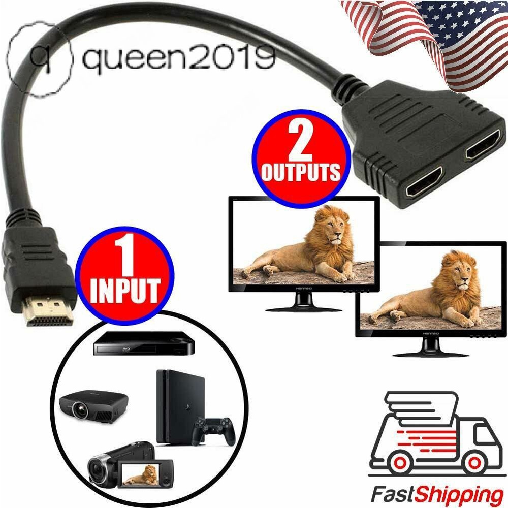 Bộ Chia Tương Thích Hdmi Bộ Chuyển Đổi Cáp Cổng Cái 1 Đầu Vào Đực Sang 2 Đầu Ra 1080P Cho Trò Chơi, Video, Thiết Bị Đa Phương Tiện Queen2019