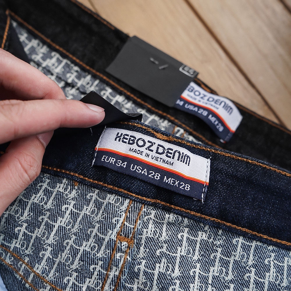 Quần jean dài nam chất vải denim wash mềm indigo mono xanh Heboz - 00001392