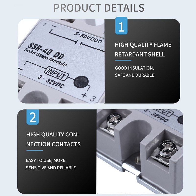 Rơ Le Bán Dẫn Đơn DC-DC SSR-40DD 40A DC3-32V DC5-60V