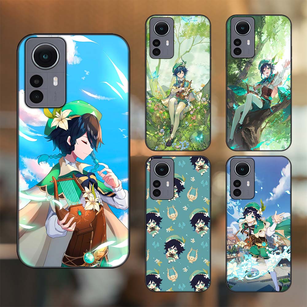 Ốp lưng Xiaomi 12 Pro 5G viền đen in hình Venti Genshin Impact