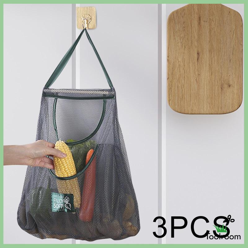 Bộ 3 Túi Lưới Đựng Trái Cây / Rau Củ Tiện Dụng Mang Theo Du Lịch Cắm Trại