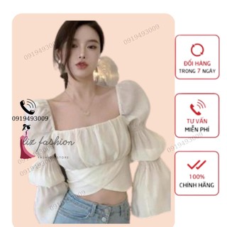 Áo croptop tay dài LIZ_FASHION cổ vuông tay bồng A5236
