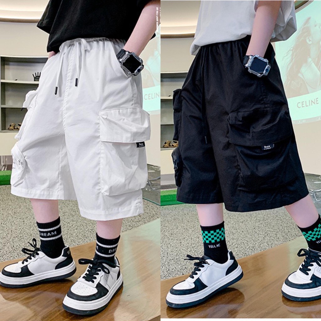 Quần short thô gió túi hộp QB338 sz 120-160 cho bé, quần ngắn bé trai màu hè năng động