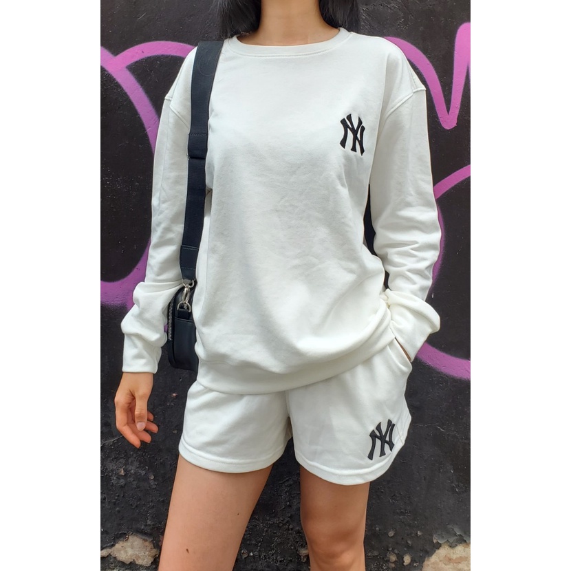 Set bộ thun nỉ sweater NY MLB xuất xịn bộ đùi dài tay vnxk nỉ da cá