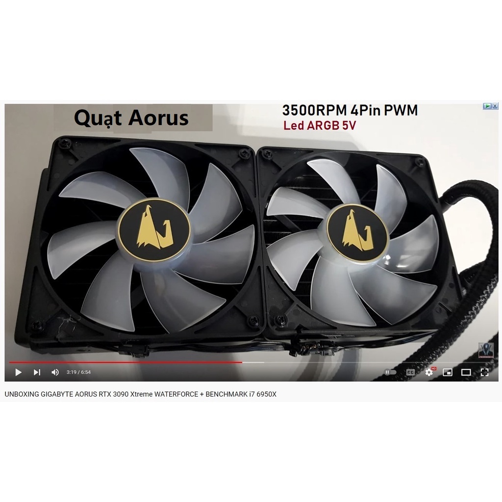 Quạt tản nhiệt Fan Aorus 12CM 4Pin PWM tốc 3500rpm LED ARGB (GIÁ CỦA 01 QUẠT)