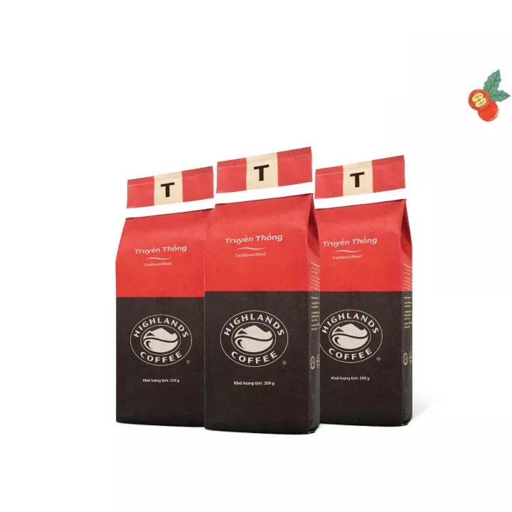 Combo 2 gói Cà phê Rang xay Truyền thống Highland Coffee 200g