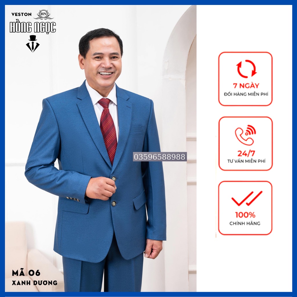 Bộ Vest Trung tuổi Hồng Ngọc, Vest trung tuổi 2 khuy vải tuýp si nhập khẩu ( tặng cà vạt )