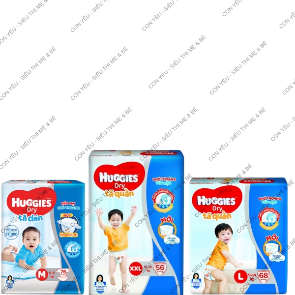 ( CỘNG MIẾNG )Tã Bỉm/Giấy/Quần Huggies -size XL60+8M/M76 + 10M/XXL56/L68/M74/NB74+10/S56+10M