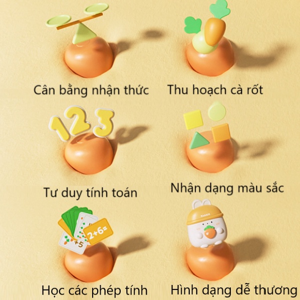Đồ Chơi Giáo Dục Trẻ Em Sớm Montessori Kích Thích Tư Duy Tính Toán Bằng Trò Chơi Kéo Củ Cải-Cân Đo Cà Rốt