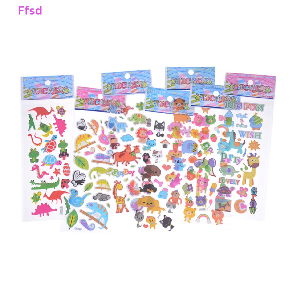 Bộ 6 Tấm Hình Dán Họa Tiết Động Vật Hoạt Hình Dễ Thương Dùng Làm Đồ Chơi Cho Bé