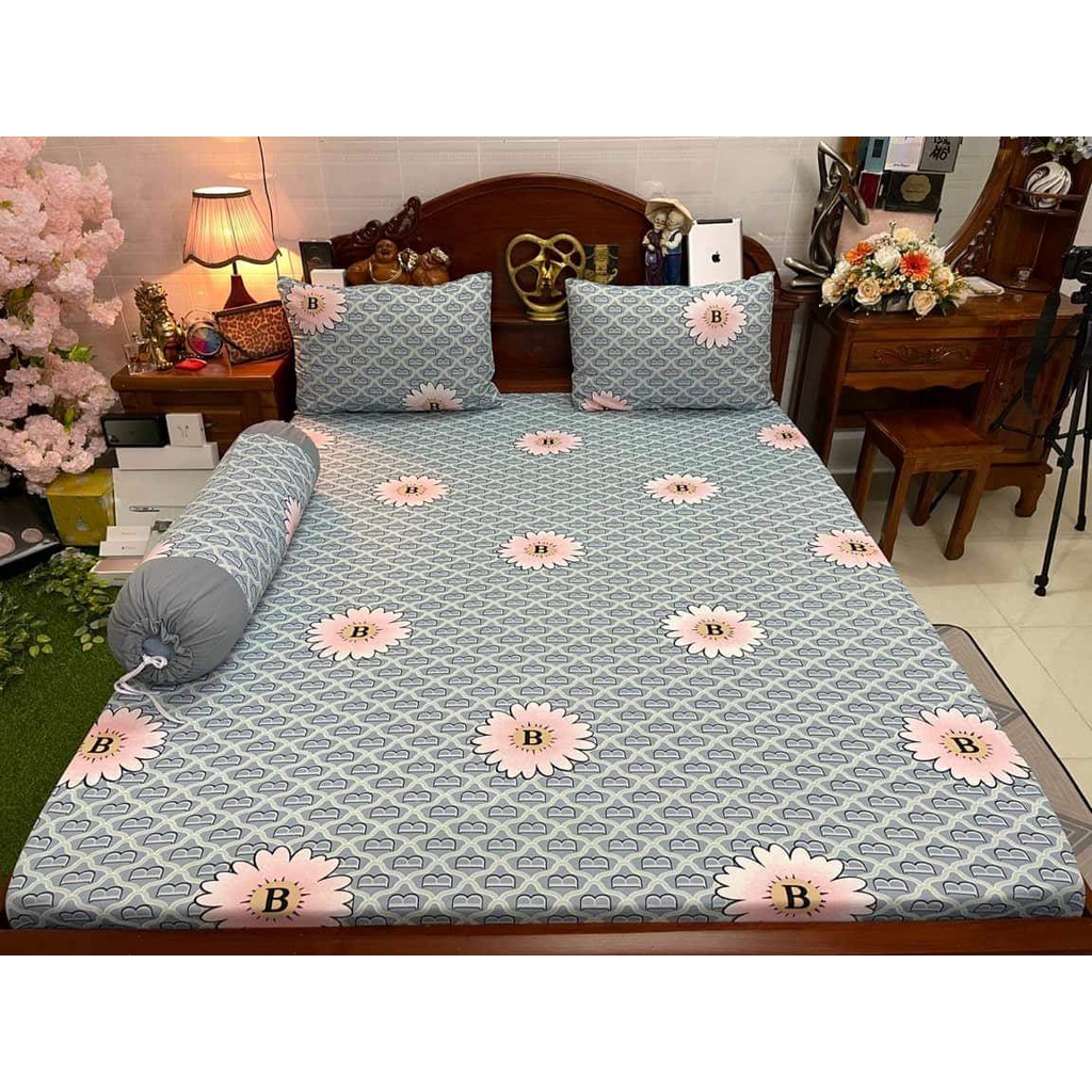 Bộ Drap Thun Lạnh Hàn Quốc cực bền màu , (4 món) 1m6 hoặc 1m8 x 2m