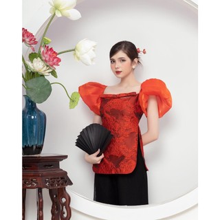 Áo dài cách tân tay bồng sang trọng - lina top