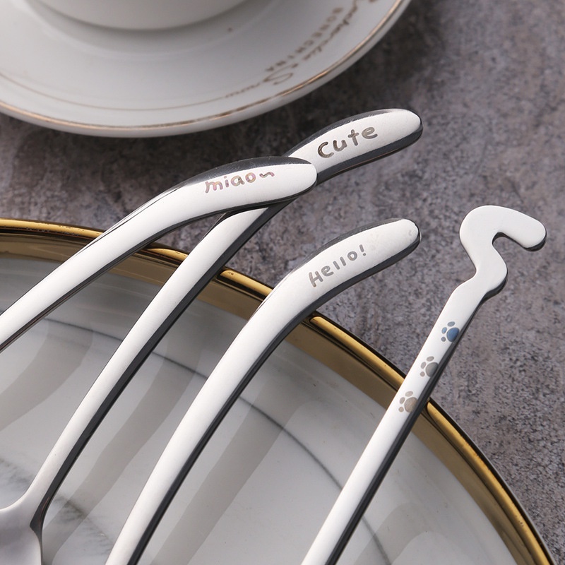 Muỗng Cà Phê Bằng Thép Không Gỉ 304 Hình Mèo Dễ Thương