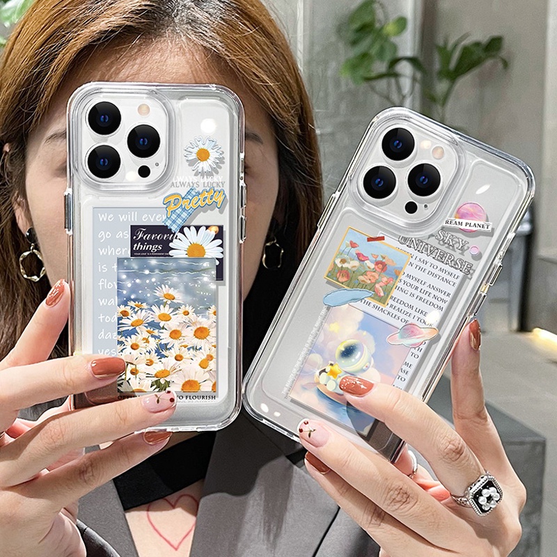 Ốp Điện Thoại DecoPhone Acrylic tpu acrylic Trong Suốt In Hình Hoa Cúc Cho iphone 6s 7 8 plus x xs xr 11 12 13 14 15 max pro