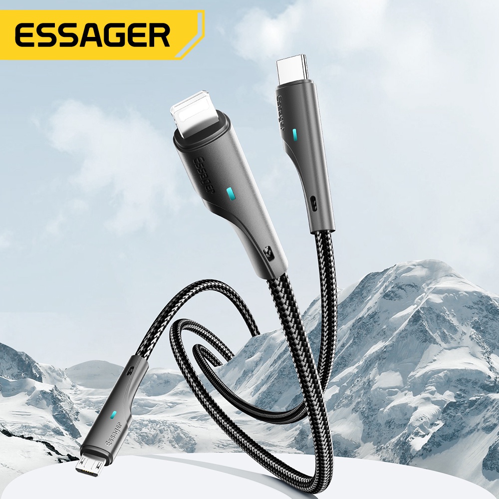 Essager Dây Cáp Sạc Nhanh 3 Trong 1 Cổng Micro USB Type C