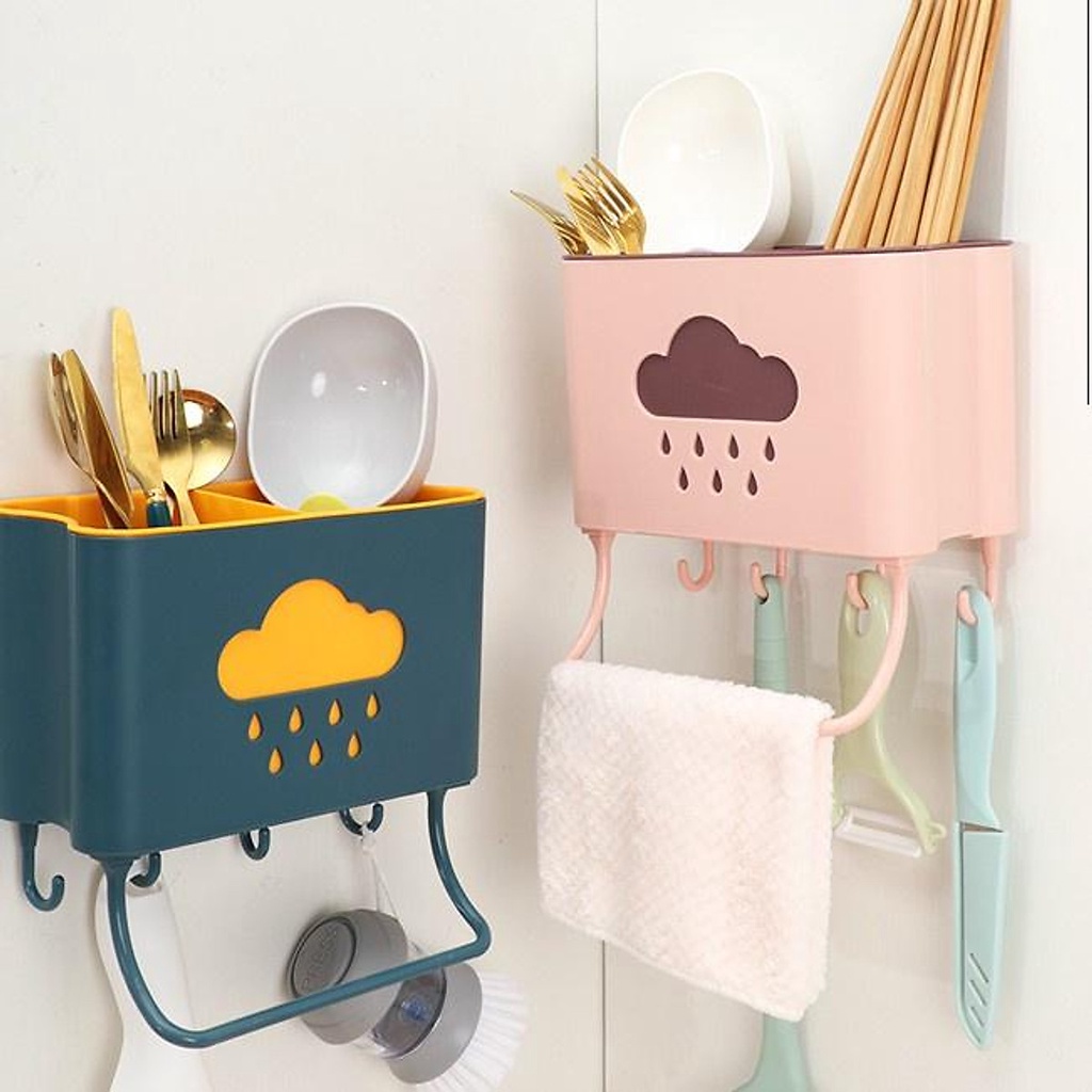 Kệ Đựng Đũa Thìa Nhà Bếp Hình Đám Mây Mưa Tiện Ích K064