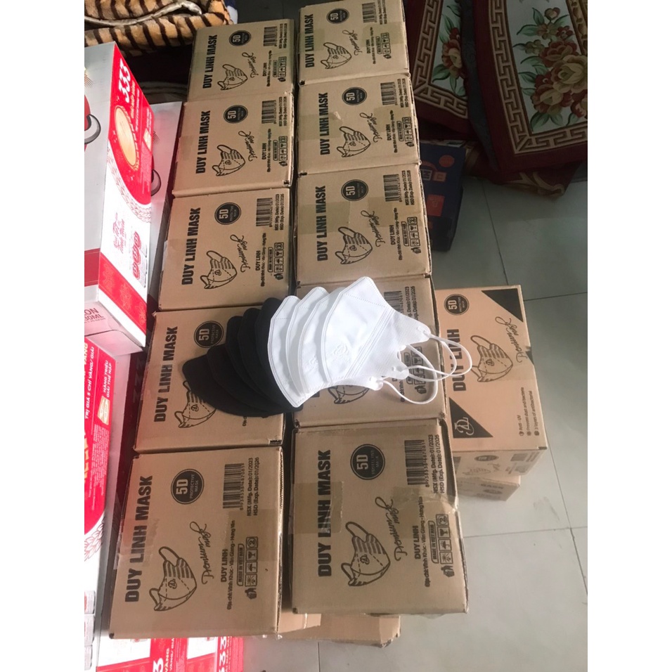 THÙNG 100 CHIẾC KHẨU TRANG 5D DUY LINH MASK-  HAI MÀU ĐEN TRẮNG