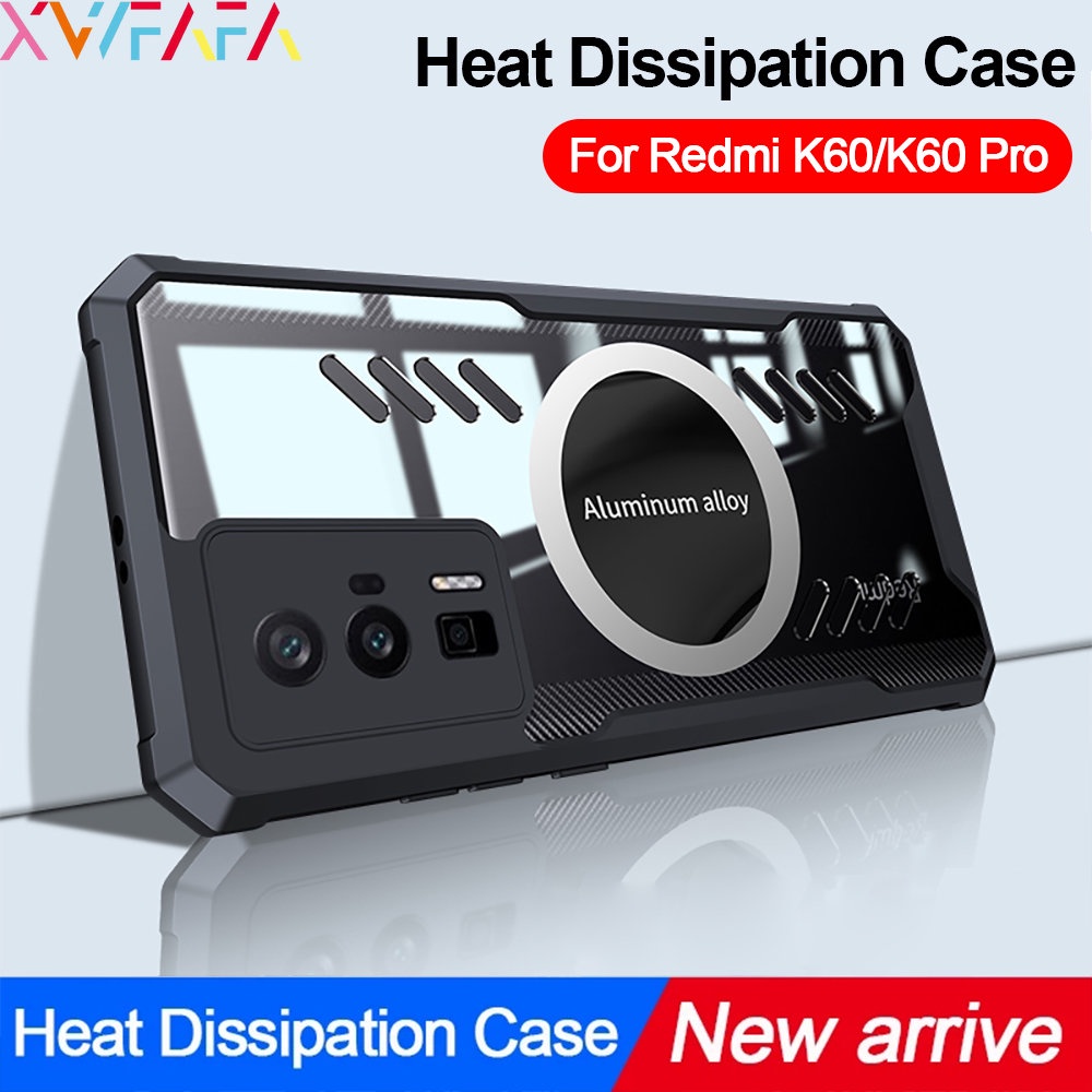 Ốp Điện Thoại Hợp Kim Nhôm Trong Suốt Tản Nhiệt Bốn Góc Dày Dặn Chống Sốc Cho Redmi K60 K60Pro K50 K50Pro K40 K40S K40Pro