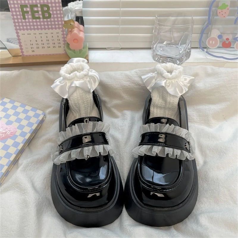 Giày Mary Jane lolita quai dán phối ren xinh xắn