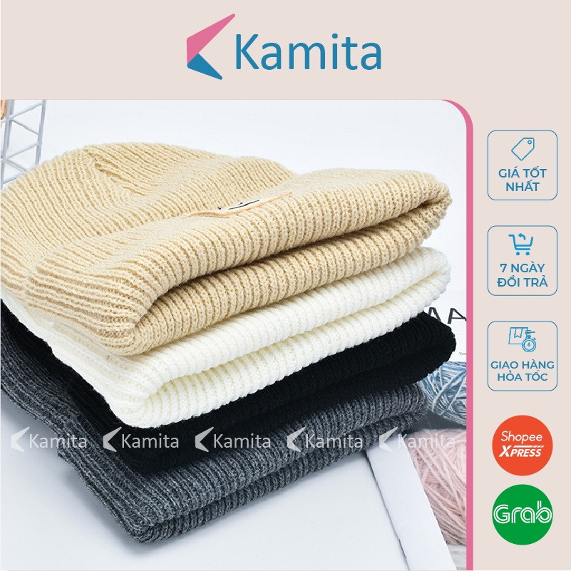Mũ Len Thiêu Hình Cute KAMITA Thời Trang Hàn Quốc, Nón Len Beanie Dài Đẹp Unisex Nam Nữ Cao Cấp Giá Rẻ Mùa Đông ML09
