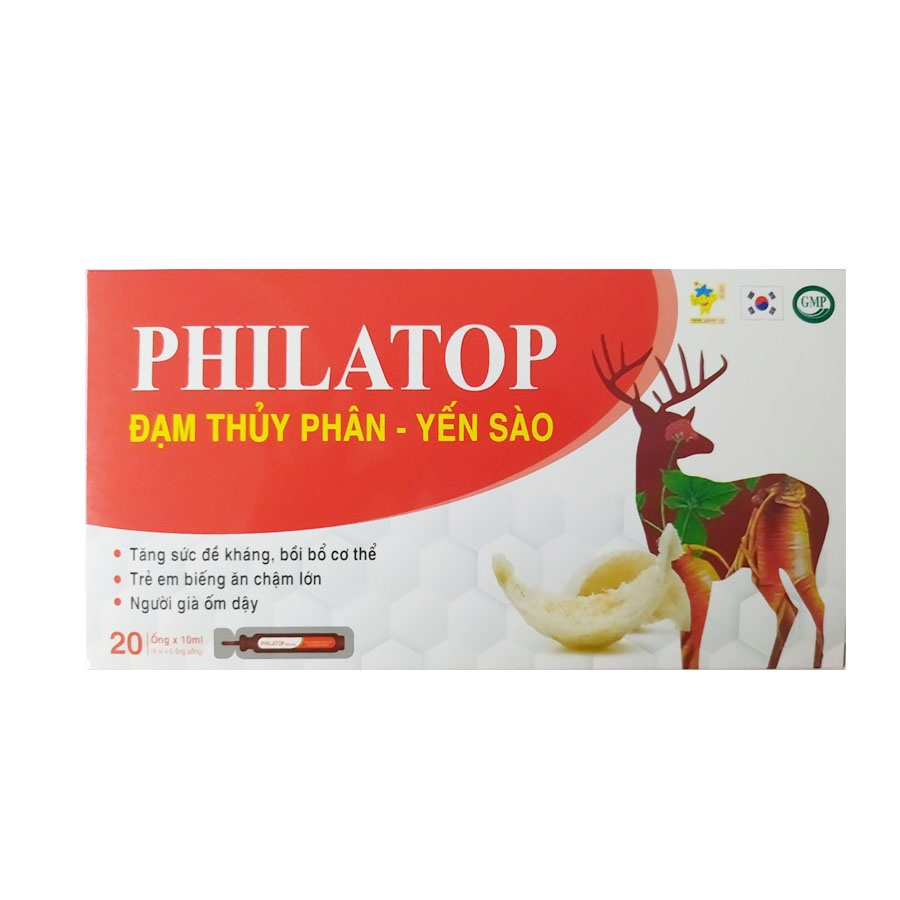 Philatop đạm thủy phân yến sào hộp 20 ống x 10ml Mediphar - tăng cường sức đề kháng thymomodulin nhung hươu đông trùng