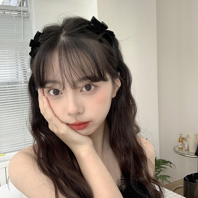 Set 2 Kẹp Tóc Nơ Vải Nhung Thời Trang Hàn Quốc Cho Nữ