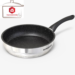 Chảo Inox 5 Đáy Vân Đá Sunhouse Sử Dụng Được Trên Mọi Loại Bếp