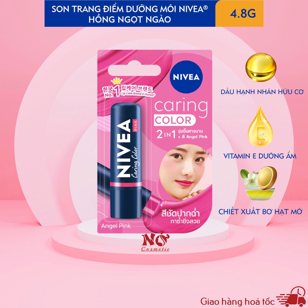 Son Dưỡng Môi Dưỡng Ẩm Chuyên Sâu Nivea 24H Melt-in Moisture Lip Care 4.8g màu hồng