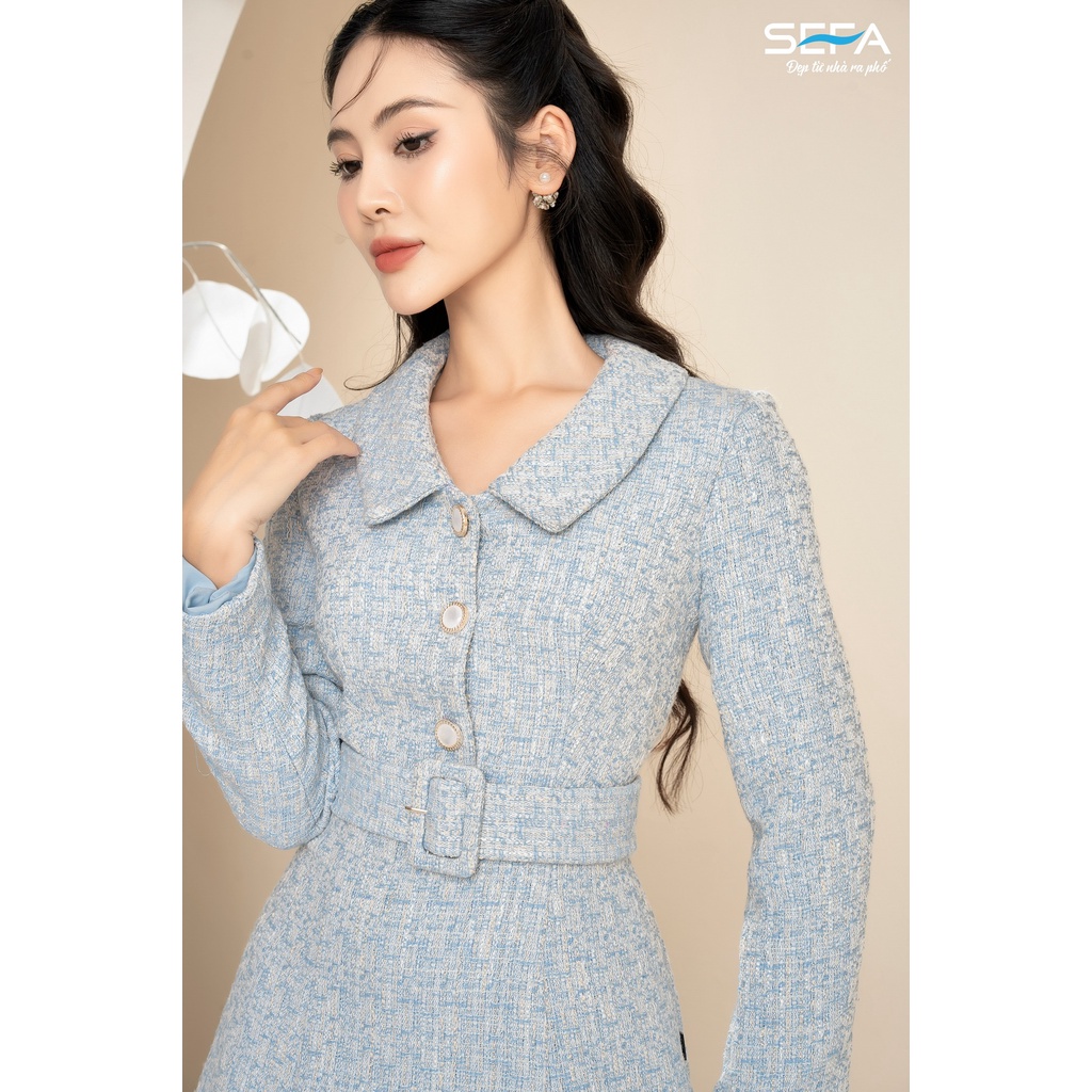 Đầm dạ tweed SEFA dáng ôm xoè hai lớp thanh lịch FĐ2235