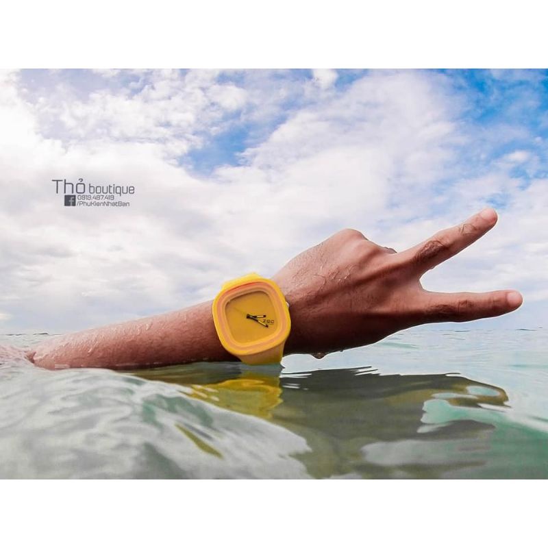 Đồng hồ kim mặt vuông ZGO unisex hồng, vàng, xanh lá, xanh dương trắng, tím silicone chống nước 3M