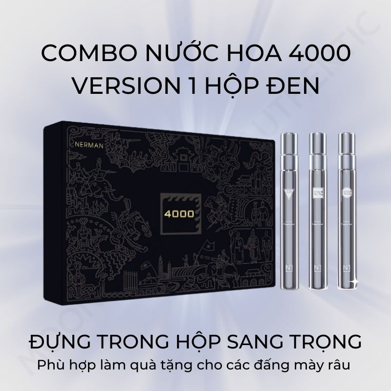 Combo Nước Hoa Nam - Bộ 3 Chai Nước Hoa Nerman 4000 Verison 1  10ml/chai- Hương Thơm Nam Tính Lưu Hương 8 tiếng