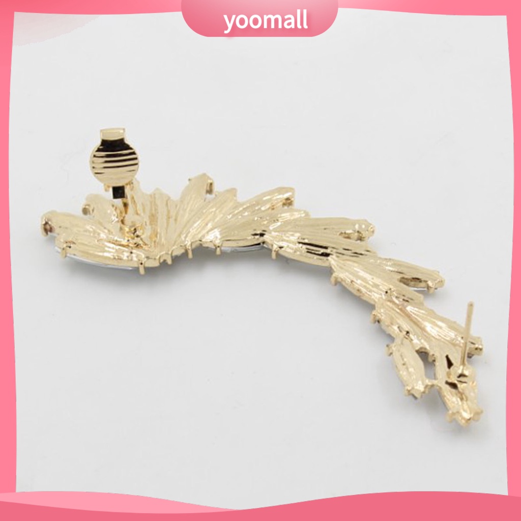 1 Khuyên Kẹp Vành Tai Hình Lá Đính Đá Lấp Lánh Phong Cách Boho