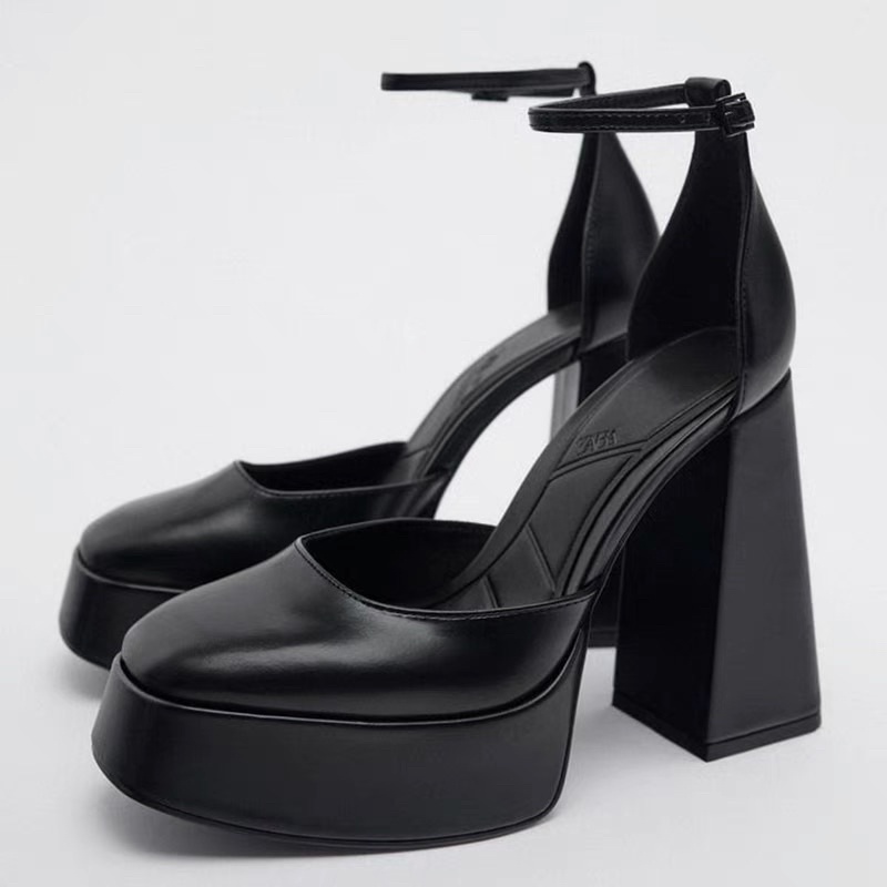 🍒ORDER🍒 ZR Giày cao gót đế đúp mũi tròn 12cm