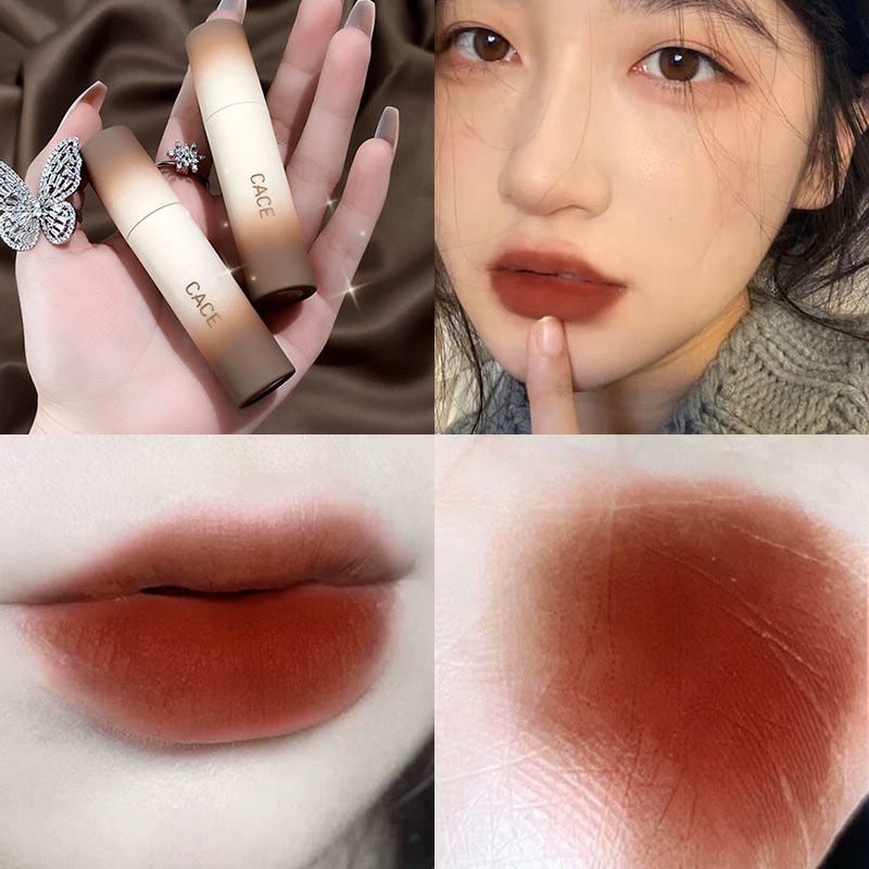 Thỏi Son Lì Nhung Mịn Chống Thấm Nước Lâu Trôi Không Phai Màu Cace Red Brown