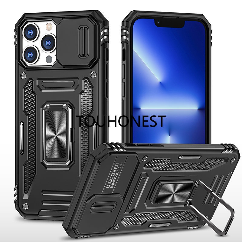 Ốp Điện Thoại Cứng Kiểu Giáp Chống Sốc Kèm Giá Đỡ Sang Trọng Cho For iPhone 14 Plus Case iPhone 14 Pro Max Case Luxury Armor Shockproof Stand Holder Back Cover Cool Hard Shell PhoneCase For iPhone 11 Case iPhone 11 Pro Max Case