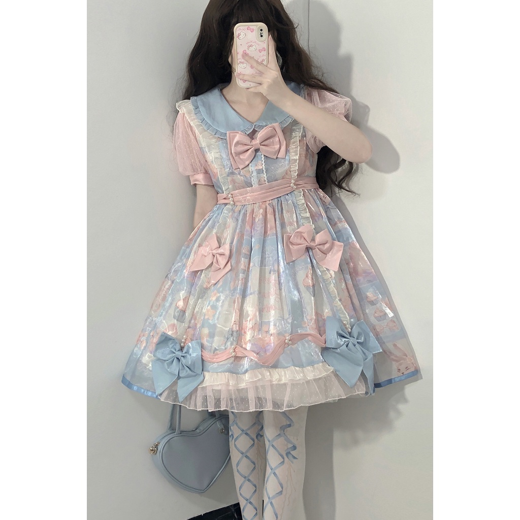 Váy Lolita búp bê ngọt ngào dễ thương  ngắn tay  mùa hè