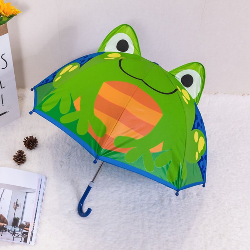 Dù Gấp Gọn Nhẹ Tay Cầm Dài In Họa Tiết Hoạt Hình Dễ Thương Cho Bé