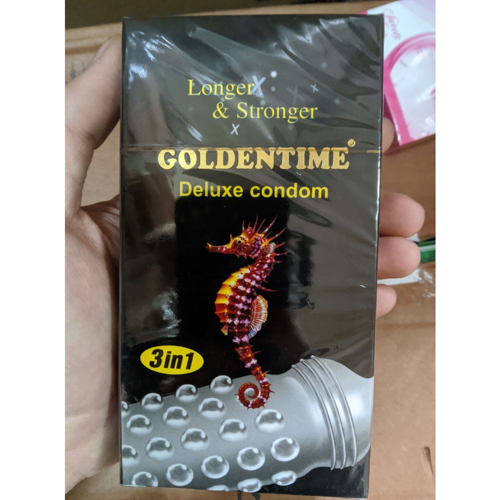 Bao cao su GOLDEN TIME Siêu mỏng Kéo dài Thời gian 2 Loại Trơn & Gân gai - 12 chiếc - BCS GoldenTime Kéo dài Trơn / Gai