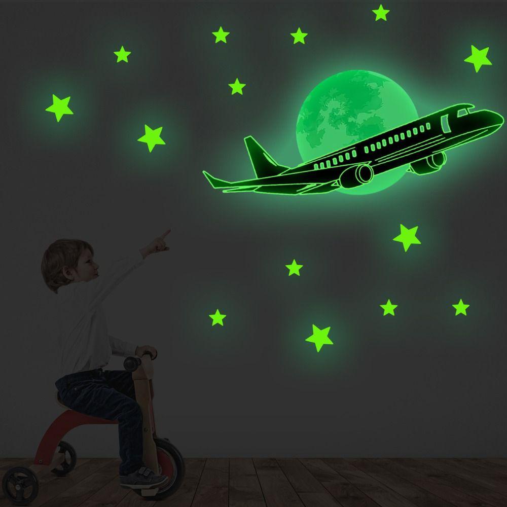 Đề Can Dán Tường 3D Tự Dính Chống Nước Hình Máy Bay Hoạt Hình Trang Trí Nhà Cửa