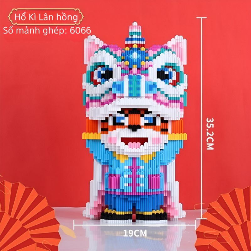 Lắp ráp mô hình Hổ Múa Lân cỡ lớn 35cm, bé chơi vui khỏe mẹ trang trí nhà