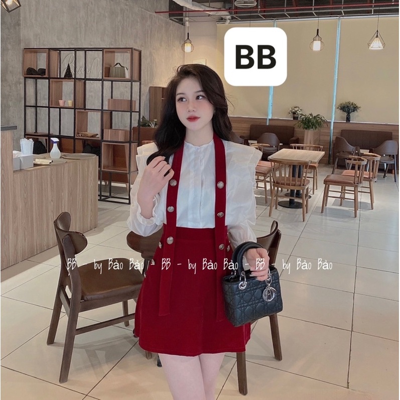 Áo sơ mi trắng 2 dây mix chân váy sang chảnh hàng loại 1