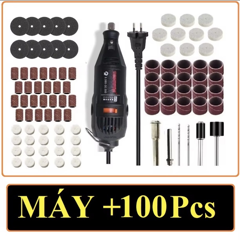 HÀNG GIAO NGAY Máy khoan điện mini cầm tay cực mạnh 220V 130W kèm 100 chi tiết khoan, cắt ,mài, đánh bóng