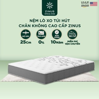 Nệm Lò Xo Độc Lập Cao Cấp Dày 25cm Zinus - 10in Extra Firm Spring Mattress
