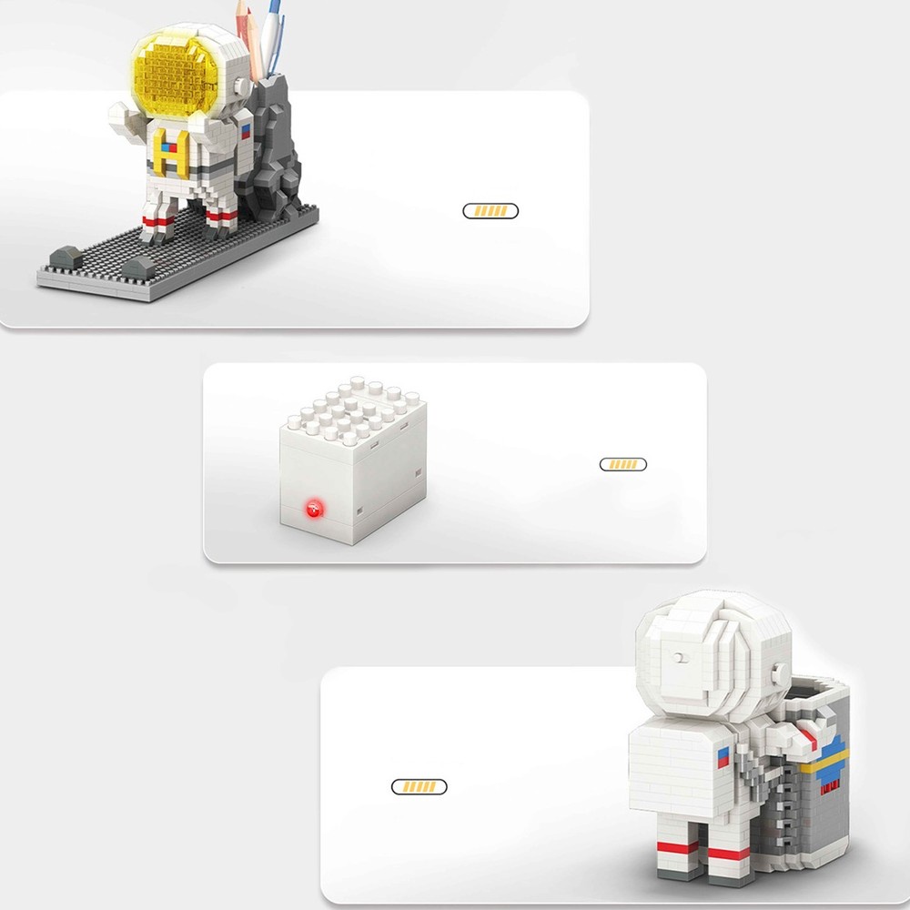 Bộ Đồ Chơi Lắp Ráp Mô Hình Phi Hành Gia Màu Dạ Quang Kèm Giá Đỡ Độc Đáo Cho Bé