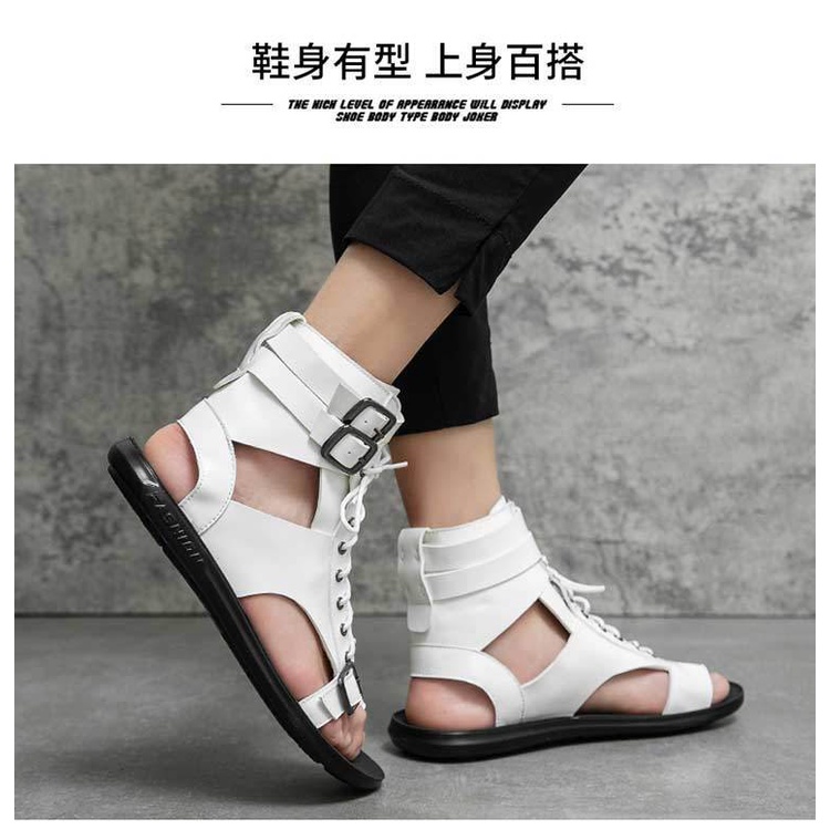 Giày Sandal Da Đế Dày Cổ Cao Phong Cách Hàn Quốc Thời Trang Mùa Hè Cho Nam