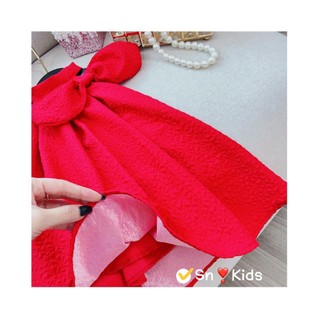 Váy xốp cổ yếm nơ lệch vai