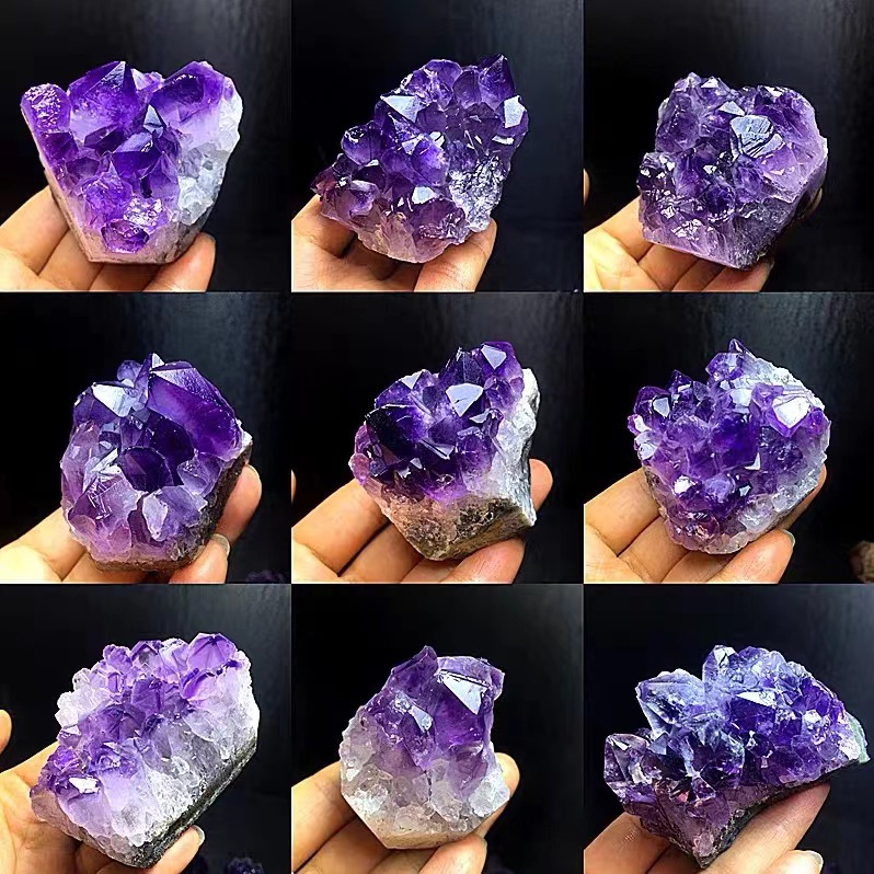 Cụm Đá Thạch Anh Tím Pha Lê Tự Nhiên Reiki Healing