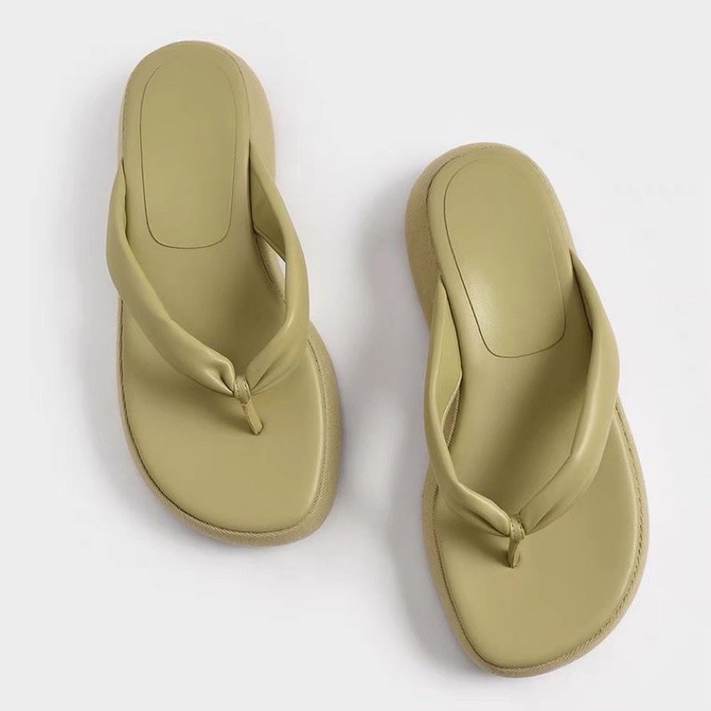 Dép kẹp đế bánh mì quai da CK xuất