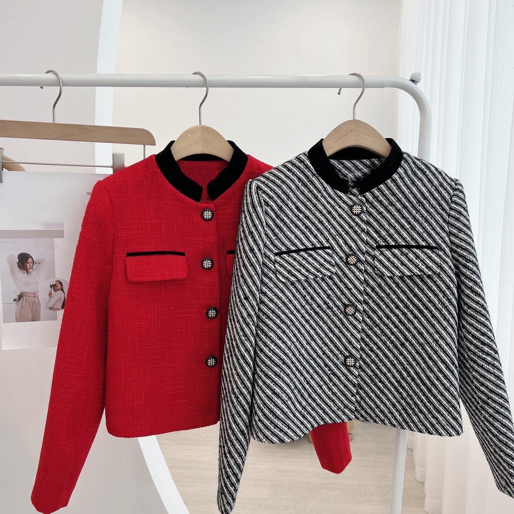 Áo Bigsize Nữ Tú Mỡ Áo Kiểu Bigsize Tay Dài Thiết Kế Áo khoác dạ tweed Thích Hợp Đi Chơi Đi Tiệc Đủ Size 50-85kg AK0109